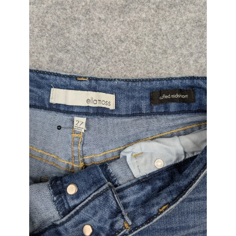 Ella Moss Womens Cuffed Midishort Button Fly Denim Shorts Blue Size 27